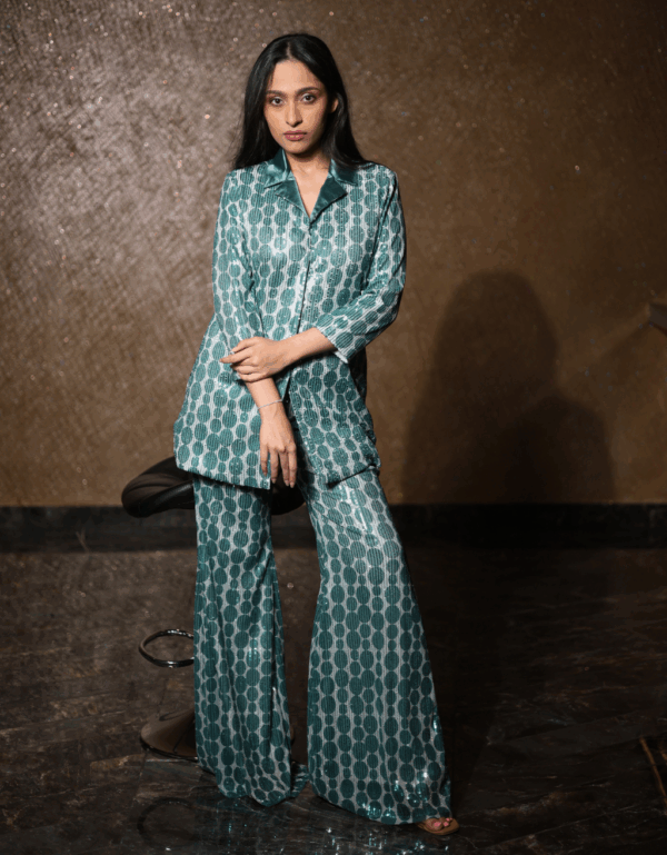 Teal Geo-Sequin Co-ord Set