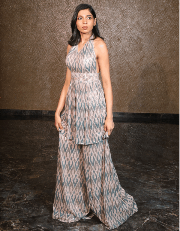 Halter-Neck Abstract Print Layered Co-ord Set